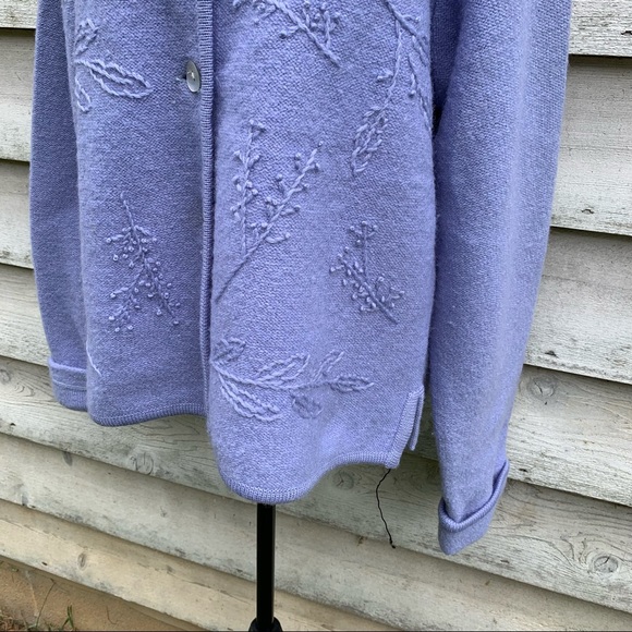 Vintage 90s Pastel Purple Boiled Wool Long Sleeve Button Down Cardigan Sweater - Picture 10 of 16